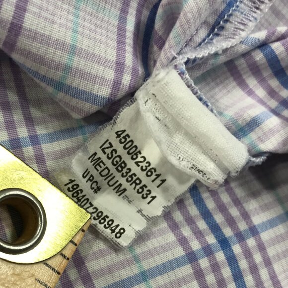 Izod Shirt Men's Medium Purple Plaid Button Down Long Sleeve Pocket Cotton Blend - Picture 4 of 14